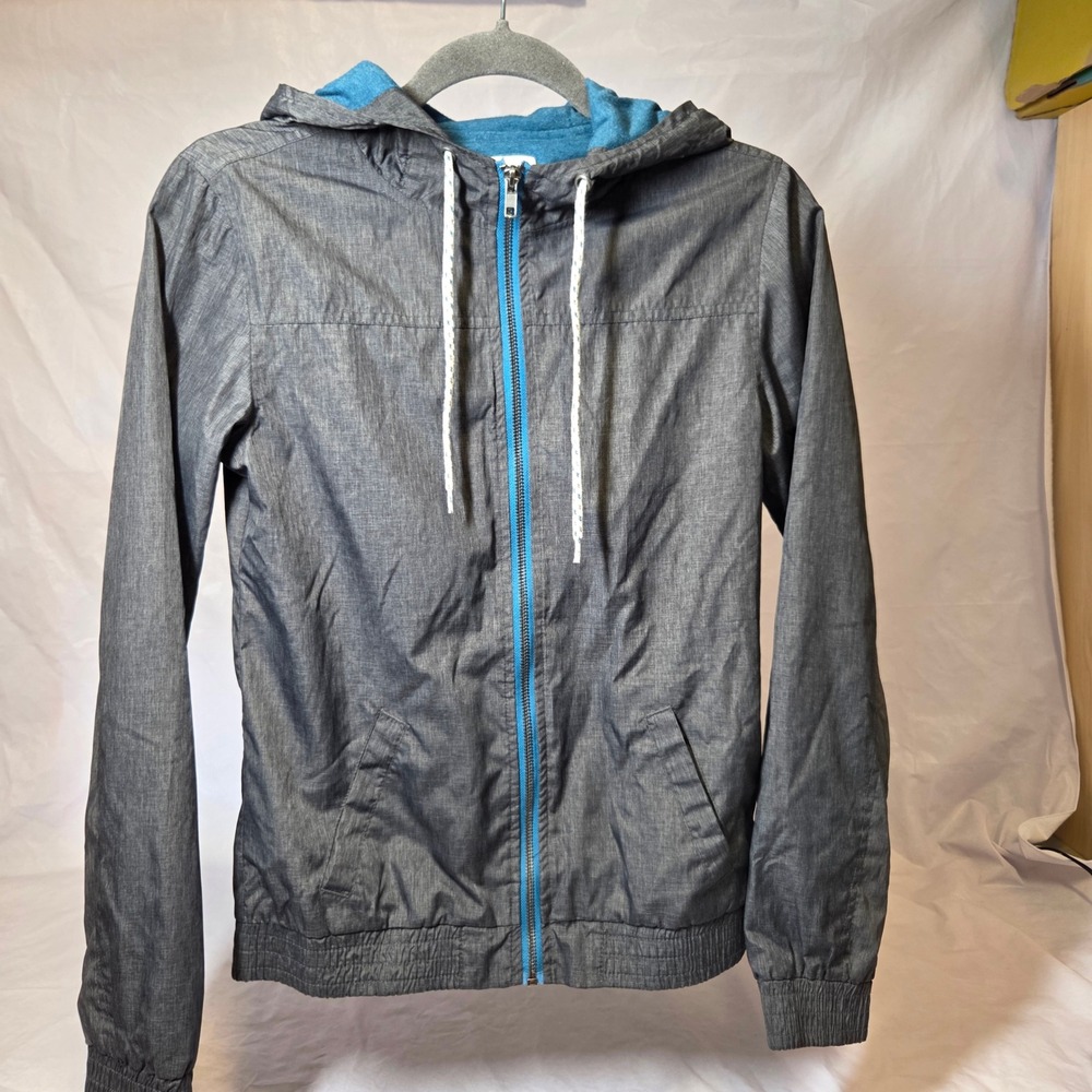 Zine‎ Women's Charcoal Heathered Lightweight Hooded Windbreaker Jacket XS - Picture 4 of 8